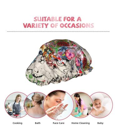 Love Heart Painting Shower Cap - Waterproof, Fits All Sizes & Hair Textures - Women's Bath Cap - Buy Online on GoSupps.com