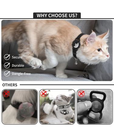 FEEYAR AirTag Cat Collar - GPS Tracker & Bell - Lightweight & Soft - 7-9.5 Inch Black - for Girl Boy Cats, Kittens & Puppies - Buy Online on GoSupps.com