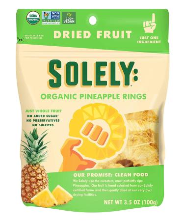 SOLELY Organic Dried Pineapple Rings 3.5oz (Pack of 2) | Vegan, Non-GMO, No Added Sugar | Independent Cuisine - Buy Online on GoSupps.com