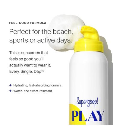 Supergoop! PLAY Body Mousse SPF 50 - Broad Spectrum Whipped Sunscreen for Sensitive Skin | 6.5 oz | Fun & Easy Application for Active Days - Buy Online on GoSupps.com