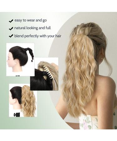 FINE PLUS 18 Curly Wave Claw Clip Ponytail Extension - Golden Blonde with Highlights - Buy Online on GoSupps.com