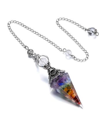 CrystalTears Chakra Crystal Pendulum Hexagonal Reiki Healing Crystal Points Gemstone Dowsing Orgone Pendulum for Divination Witchcraft Crystal Therapy