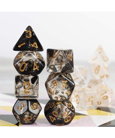 Transparent Resin Polyhedral 7-Die Dice Set for DnD, RPG, MTG - Smoke Black White - 2 Sets - Buy Online on GoSupps.com