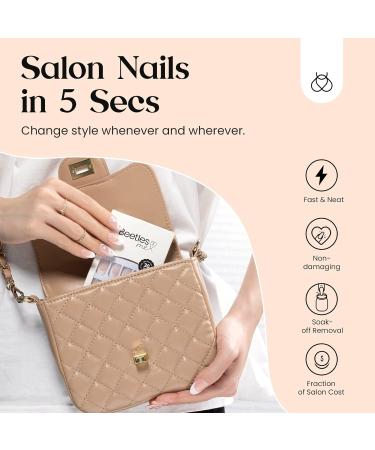 Beetles Press On Short French False Nails - 30PCS White & Nude Full Cover Nails with Glue & Adhesive Tabs - Mini File Included - for Women & Girls - Buy Online on GoSupps.com