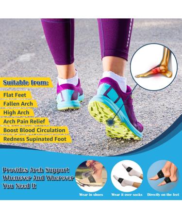 Buy Arch Support Sleeves for Flat Feet - Adjustable Compression Bands & Inserts for Plantar Fasciitis Relief - Pain Relief for Fallen & High Arches - Black - Buy Online on GoSupps.com