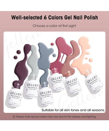Gellen Gel Nail Polish 6 Colors Neutral Palette Peachy Bean Paste Color Classic Nude Grays for All Season Gel Polish Kit Nail Art Design Soak off UV Nail Gel Manicure Salon and DIY at Home Classic Neutral Nude Grays - Buy Online on GoSupps.com