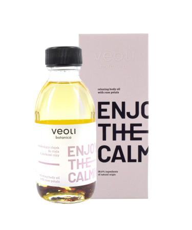 veoli Enjoy the calmness body oil relaxing care oil 150ml all skin types vegan skin care with rose petals