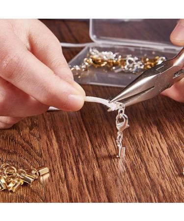 PandaHall 20 Sets Fold Over Cord End Caps with Lobster Claw Clasps for Jewelry Making - Silver & Golden - Buy Online on GoSupps.com