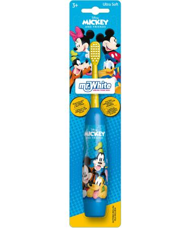Mr.White Mickey & Friends Battery - Powered Electric Toothbrush for Kids with Soft Bristles Suitable for 4+ Years Kids with Soft Vibrating Head System with in-Built Alkaline Battery