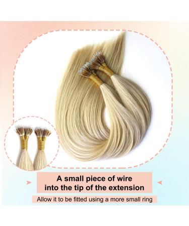 KOCONI Nano Ring Real Human Hair Extensions 22 50g 1g/Strand Nano Beads Keratin Tip Remy Hair #16/24 Ash Blonde Mix Bleach Blonde - Buy Online on GoSupps.com