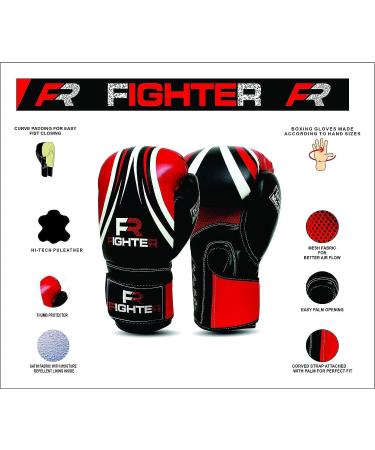 FR Fighter Boxing Gloves - Ideal for MMA, Kickboxing, and Muay Thai Training - Red/Black 14 oz - Unisex Adult Gloves - Buy Online on GoSupps.com