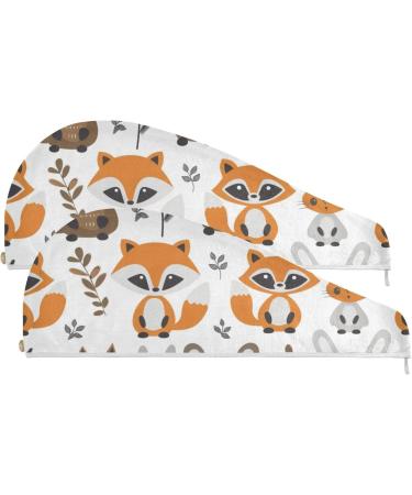 Colorful Small Fox Hair Towels 2 Pack | Super Absorbent Quick Dry Hair Turbans for Women & Girls - Ideal for Easy Drying - Buy Online on GoSupps.com