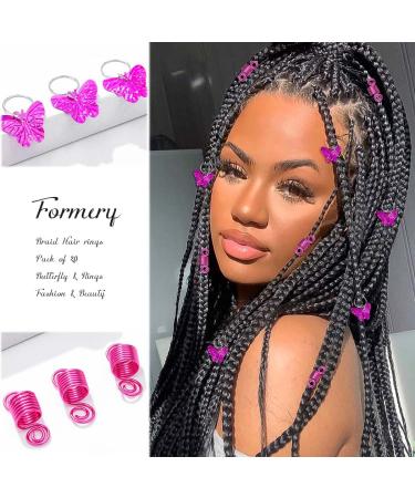 Formery Pink Butterfly Hair Jewels for Braids - 20PCS Spiral Loc Jewelry for African Coiling Dreadlock Accessories - Buy Online on GoSupps.com