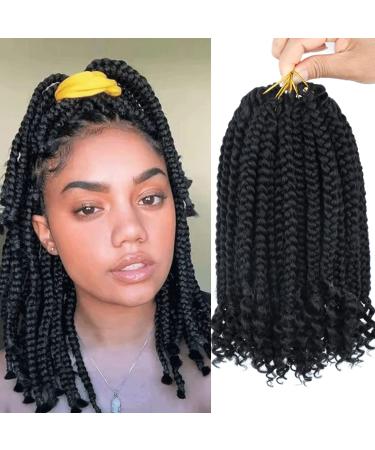 Layashow 12 Inch Crochet Box Braids Curly Ends 6 Packs Bohemian Box Braids Crochet Braid Hair for Black Women (1B, 12 Inch)… 12 Inch 1B