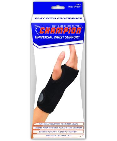 Champion Wrist Support - Universal Fit with Removable Splint | 2-Strap Airmesh Fabric | Black - International Shipping Available - Buy Online on GoSupps.com