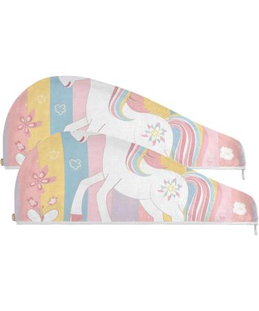 Magical Unicorn Hair Towels 2 Pack - Super Absorbent Quick Dry Turbans for Women & Girls - Buy Online on GoSupps.com