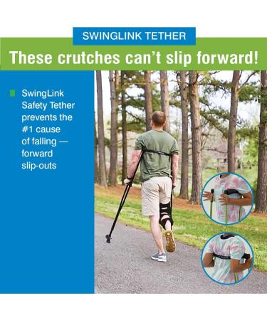 Dynamo Sport Swings Lightweight Crutches for Recovery 4'6-5'2 Small (Pack of 2) - Shock-Resistant, Grippy Feet for Confidence & Comfort, Anti-Slip Back Strap - Buy Online on GoSupps.com