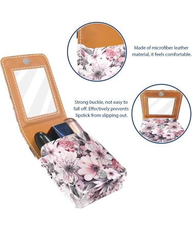 Buy Cherry Blossom Pink Leather Lipstick Case with Mirror - Mini Lip Gloss Organizer for Travel | Ideal Gift - Buy Online on GoSupps.com