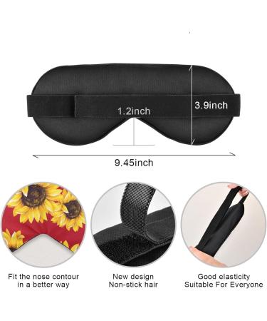 Haskirky Light Blocking Eye Mask - Breathable & Adjustable for Men and Women | Perfect for Travel, Yoga, Meditation, Office & Deep Sleep - Red Sunflower Design - Buy Online on GoSupps.com