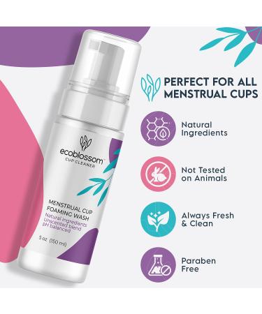 Ecoblossom Menstrual Cup Cleaner - Unscented Foaming Sterilizer for Period Discs - Organic Ingredients, Natural and pH-Balanced - 5oz - Buy Online on GoSupps.com
