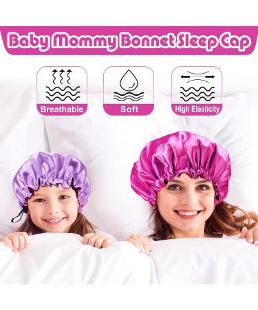 Satin Mommy and Me Bonnet Set - Adjustable Hair Cap for Women, Girls, Kids, and Toddlers - Cute Style (13 Inch & 8.7 Inch) - Buy Online on GoSupps.com