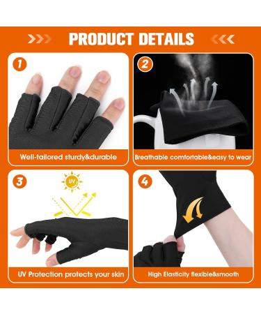 Sibba UV Gloves for Nail Art - Fingerless Moisturizing Hand Protector for Gel Polish Manicure, Anti-Sun Women (Black) - Buy Online on GoSupps.com