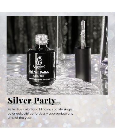 Beetles Reflective Silver Glitter Gel Polish 15ml - Soak Off LED Nail Lamp Gel for Manicure Salon & DIY Nail Art at Home - 0.5Oz R-Silver Party - Buy Online on GoSupps.com