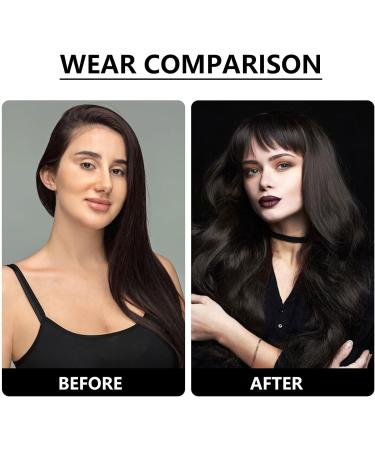 NICENEEDED Natural Black Hair Clip in Curved Bangs Fluffy Faux Fringe with Temples Hairpiece Flat Neat Clip on Bangs Hair Extension for Women and Girls Daily Wear - Buy Online on GoSupps.com