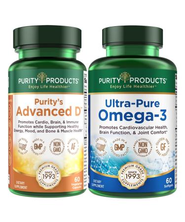 Purity Products KIT - Dr. Cannell's Advanced D + Omega-3 Ultra-Pure Fish Oil from Advanced D is Packed with Vitamin D, Vitamin K2, Zinc, Magnesium Citrate, Boron and Taurine