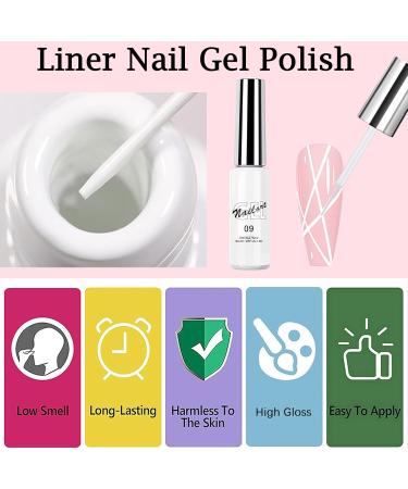 Gel Nail Polish Set for French Manicure White Nude Pink Jelly Gel Nail Polish Gel Liner Nail Polish Painted French Tips Gel Nail Design Soak off UV/LED Jelly Gel Polish for Women DIY French Manicure - Buy Online on GoSupps.com
