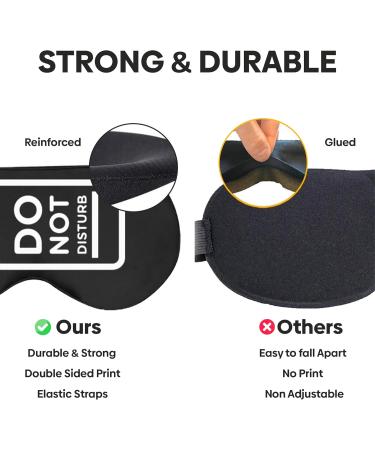 Double-Sided Silk Sleep Mask for Men & Women - Light Blocking Soft & Breathable Eye Mask for Travel | Do Not Disturb/Wake Me Up | Black Silk Eye Mask - Buy Online on GoSupps.com