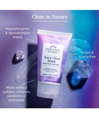 HERITAGE STORE Aura Glow Facial Mask - Brightening Exfoliating Gel Treatment for All Skin Types with AHA Hyaluronic Acid & Sea Moss | Vegan & Paraben Free - 2oz - Buy Online on GoSupps.com