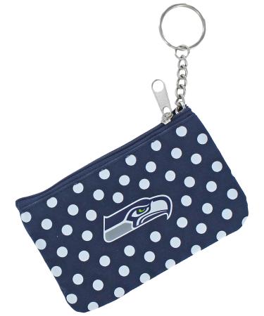 NFL Polka Dot Coin/ID Purse - Zipper Change Pouch Seattle Seahawks