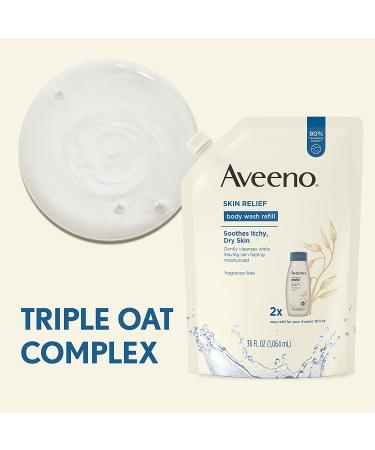 Buy Aveeno Skin Relief Body Wash Refill 36 Fl. Oz - Fragrance Free for Sensitive Skin - Buy Online on GoSupps.com