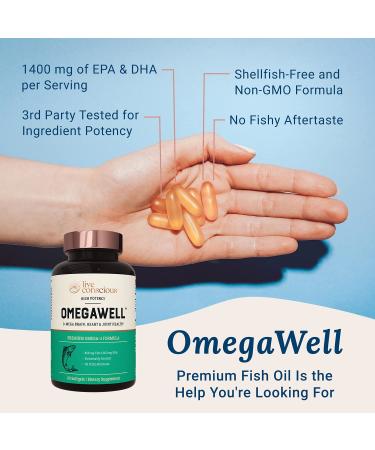 OmegaWell Fish Oil Heart, Brain, Joint Support | 800mg EPA 600mg DHA - Lemon Flavor, Enteric-Coated, Sustainably Sourced - 30 Day Supply 60 Count - Buy Online on GoSupps.com