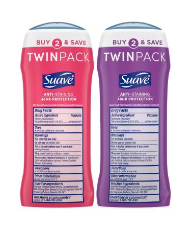 Suave Deodorant Antiperspirant for Women Variety Pack Sweet Pea & Violet + Wild Cherry Blossom 48H Protection Anti-Staining 2.6 Oz Ea (4 Piece Set) - Buy Online on GoSupps.com