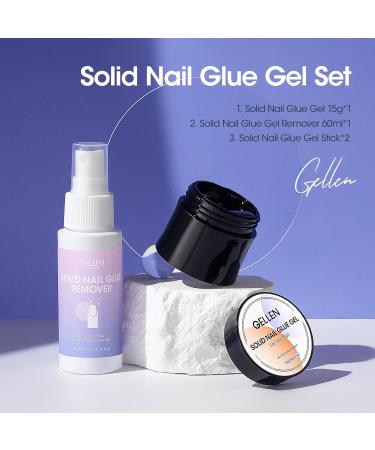 Buy Gellen Solid Gel Nail Glue & Remover Set | 60ml Nail Glue Remover + 15g Solid Gel for Press-On & Acrylic Nails | Best UV Lamp Glue for Durable Nail Tips - Buy Online on GoSupps.com