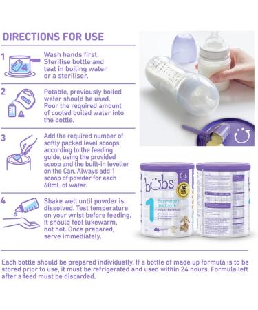 Bubs Goat Milk Infant Formula Stage 1 | 0-6 Months | Natural Goat Milk | 28.2 oz - Buy Online on GoSupps.com