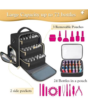 Buy YOREPEK Large Nail Polish Organizer Case - Holds 72 Bottles UV Nail Lamp & Accessories - Perfect Gift for Girls - Black - Buy Online on GoSupps.com