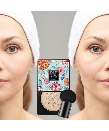 Mushroom Head Foundation Waterproof Air Cushion CC Cream BB Cream Long-Lasting Moisturizing Concealer Brightening Makeup Base with Mushroom Makeup Sponge Shakven - Buy Online on GoSupps.com