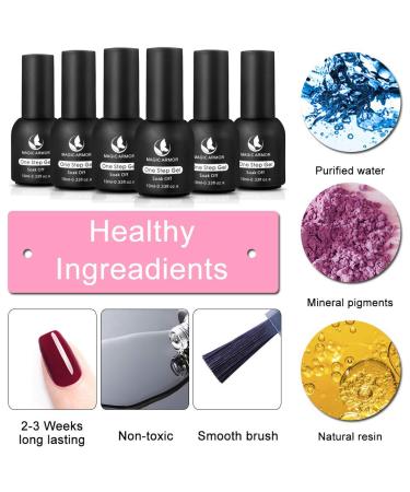 MAGIC ARMOR One Step Gel Nail Polish Set - Fast Cure UV Gel Polish 10ML - No Base and Top Coat Needed - Nail Art Manicure Kit Gift Box - (036) - Buy Online on GoSupps.com