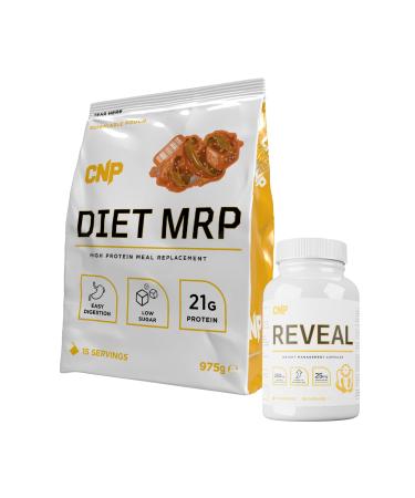 CNP Professional Diet MRP Low Calorie Meal Replacement with FREE Fatloss Capsules 21g Protein with Patented Digezyme Fortified + Full Spectrum Vitamins & Minerals 975g 4 Flavours (Salted Caramel) Salted Caramel Small