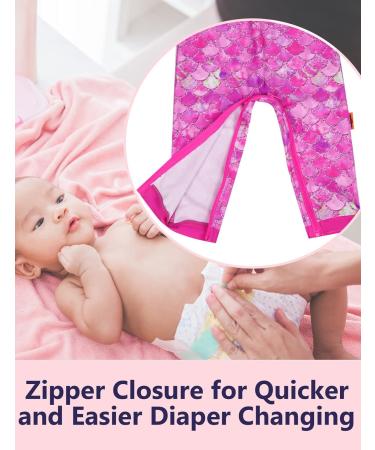 UV Protection Baby Girl Swimming Costume with Sun Hat - Fish Scales Rose Red (12-18 Months) - Buy Online on GoSupps.com