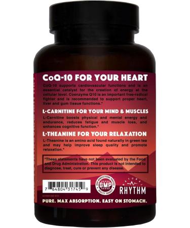 Natural Rhythm CoQ10-ZEN: Coenzyme Q10 L-Carnitine & L-Theanine - 30 Capsules for Energy & Relaxation - International Shipping Available - Buy Online on GoSupps.com