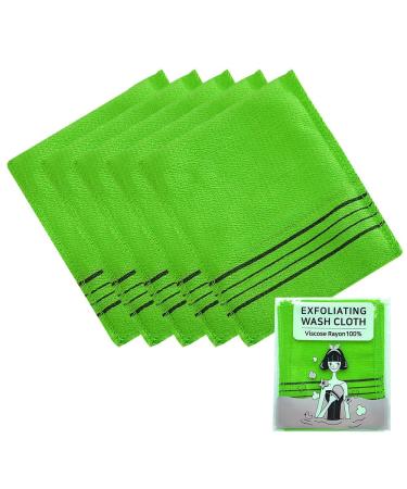 Exfoliating Bath Washcloth Green 5pcs  Korean Asian Exfoliating Mitt  Shower Glove  Removing Dry Dead Skin Cells  Cleaning Pores  Reusable  K-Beauty Body Care Item Green_5p
