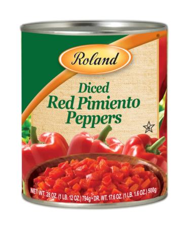Roland Diced Red Pimiento Peppers, Specialty Imported Food, 28-Ounce Can - Pack of 6 - Buy Online on GoSupps.com