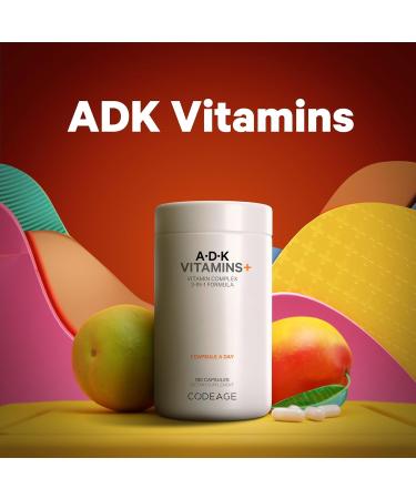 Codeage ADK Vitamins Supplement - Essential Vitamin A D3 5000 IU K1 & K2 (MK4 & MK7) - 6-Month Supply - 1 Capsule per Serving Non-GMO Gluten-Free - 2-Pack - Buy Online on GoSupps.com