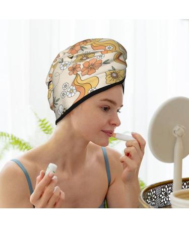 Groovy Floral Microfiber Hair Towel - Soft Super Absorbent Quick-Dry Hair Wrap for Long Curly & Thick Hair - Buy Online on GoSupps.com