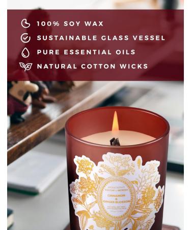 Cinnamon Ginger Blossom Candle - Soy Wax Aromatherapy Candle | Warm Winter & Fall Scent - Natural Wood Wick | Perfect Relaxing Gift for Women & Men - Buy Online on GoSupps.com