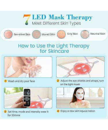 Infrared Red Light Therapy Mask - 7 Color LED Beauty Mask for Anti-Aging & Skincare | Silicone LED Facial Masks for Red & Blue Light Therapy - Buy Online on GoSupps.com